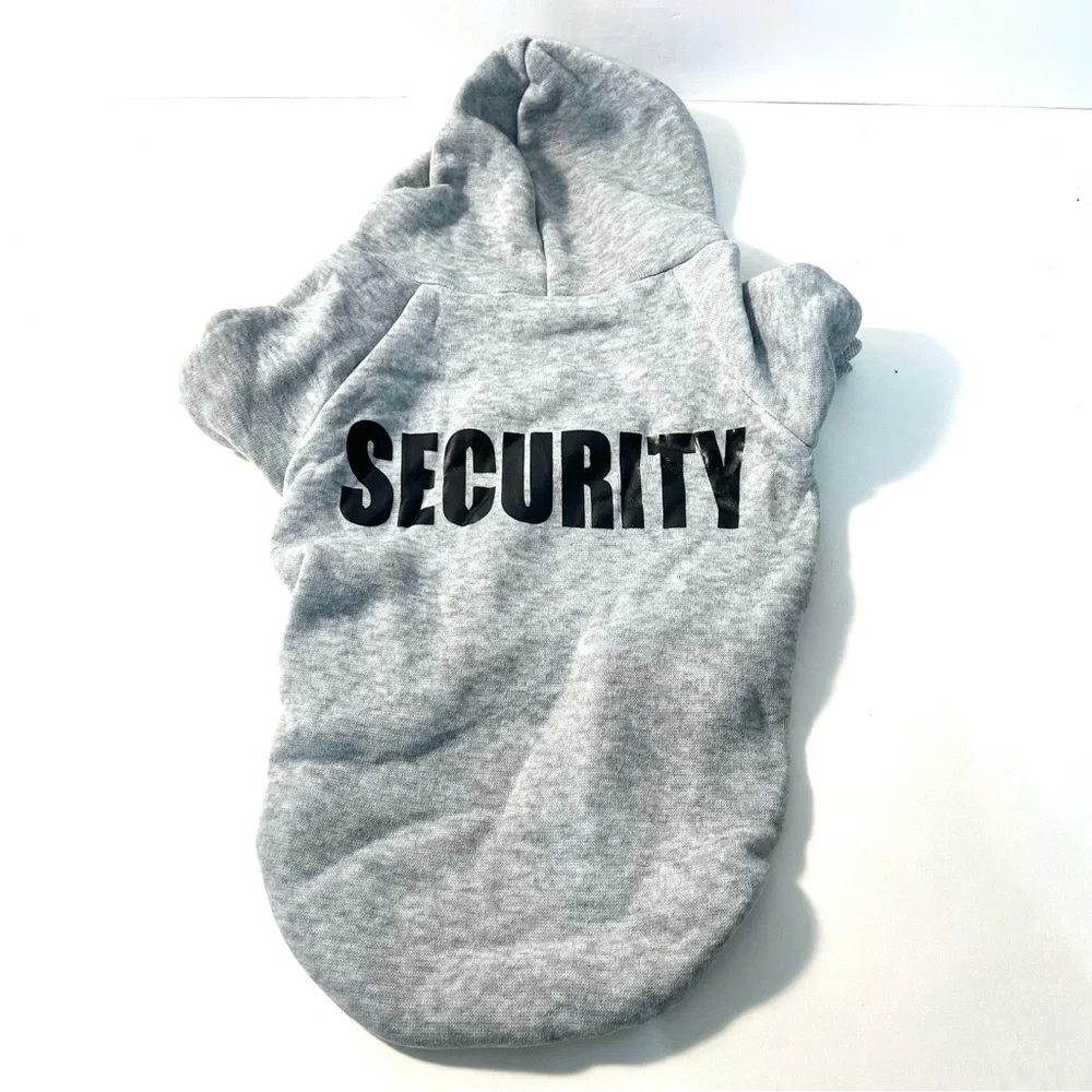 Gray “Security” Dog Hoodie – Size XL(for small dogs) Please see size chart